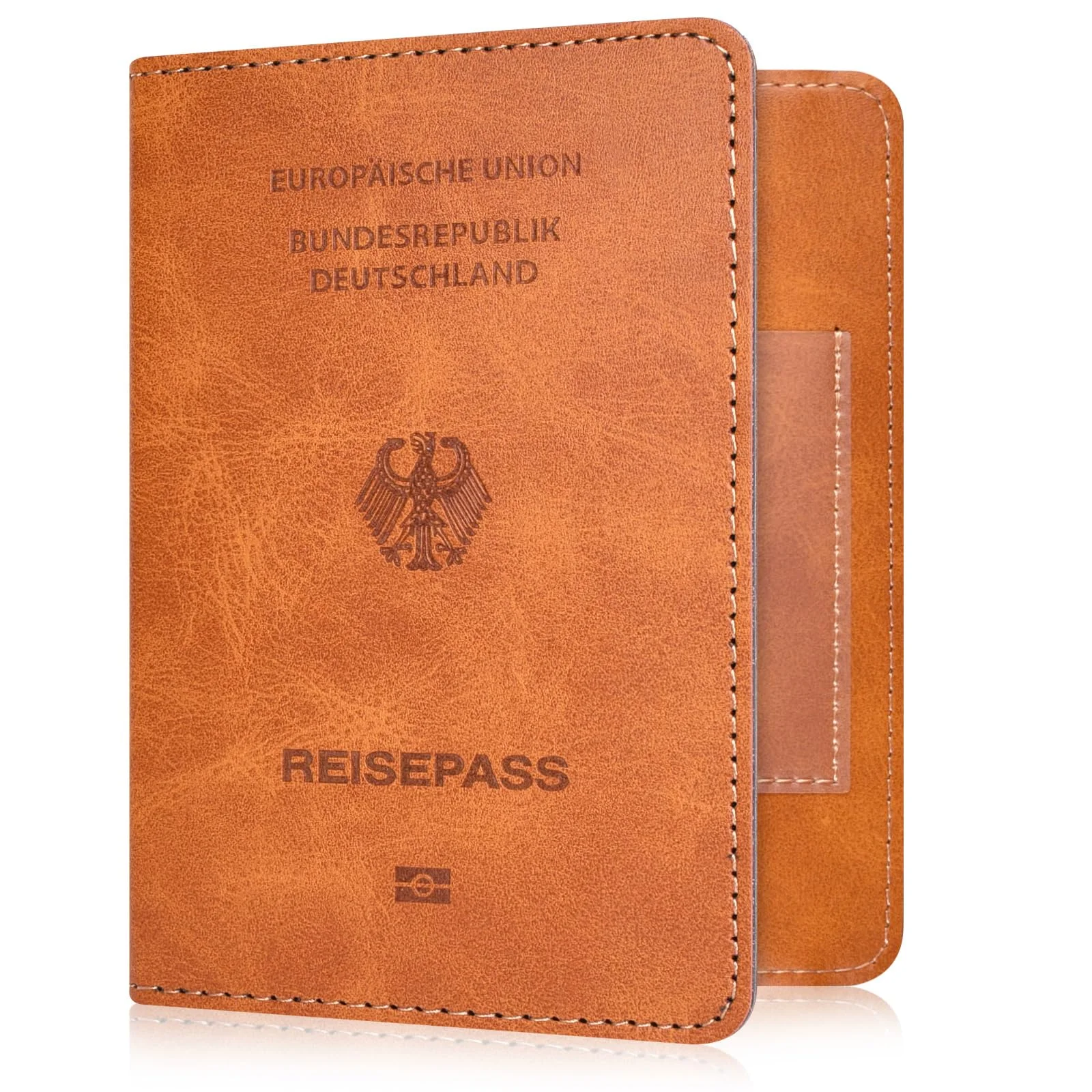 YAVIV Reisepasshülle für Reisen mit RFID-Schutz für Damen&Herren, Braun | RFID Reisepasshülle aus Premium Kunstleder für Reisepass Kreditkarten Bordkarten, ideal für Reisen und als Geschenk.