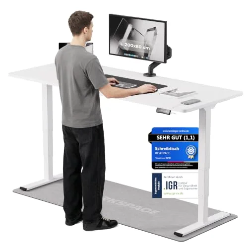 DESKSPACE PRO Plus Elektrisch höhenverstellbarer Schreibtisch - Ergonomischer Stehpult mit Memoryfunktion Kollisionschutz