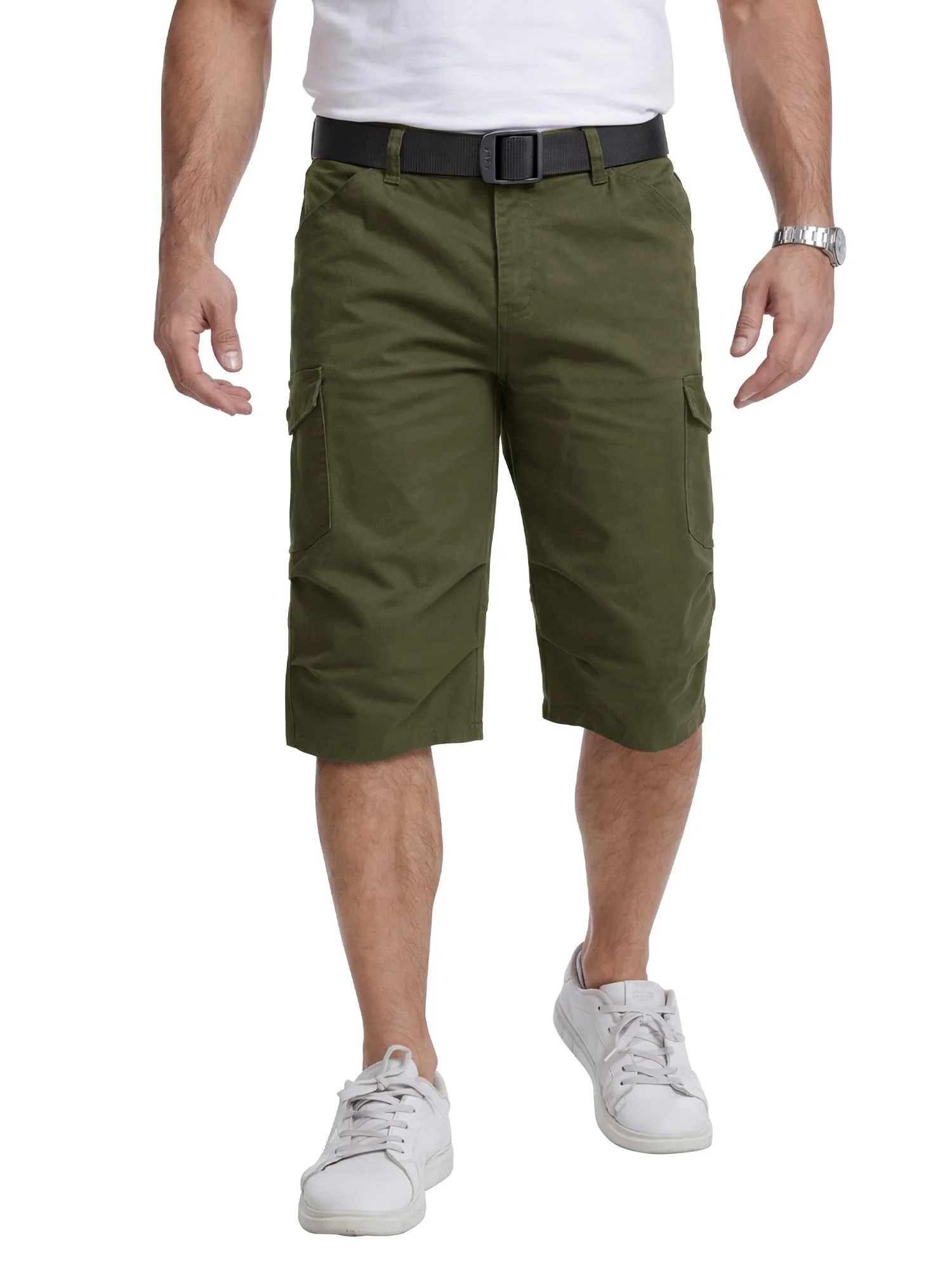 YYIDATON Herren Cargo 3/4 Shorts Baumwolle Bermuda Sommer Regular Fit Freizeit Shorts Arbeitshose mit 6 Taschen