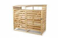 2er Mülltonnenbox lackiert aus Holz, wasserfest, ca. 145 x 92 x 122 cm - Hellbraun
