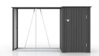 2in1 Brennholzlager mit Schrank aus verzinktem Stahl, ca. 270 x 104 x 161 cm - Schwarz