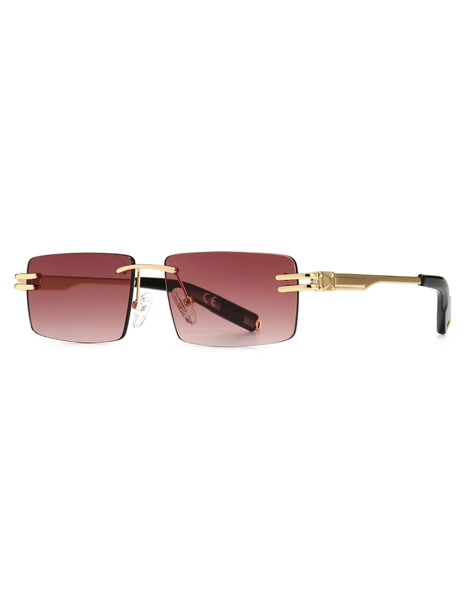 kachawoo Randlose Herren-Sonnenbrille mit Verlaufslinsen, Retro-Rechteck-Sonnenbrille für Männer und Frauen, rahmenlose Brille, modisches Markendesign
