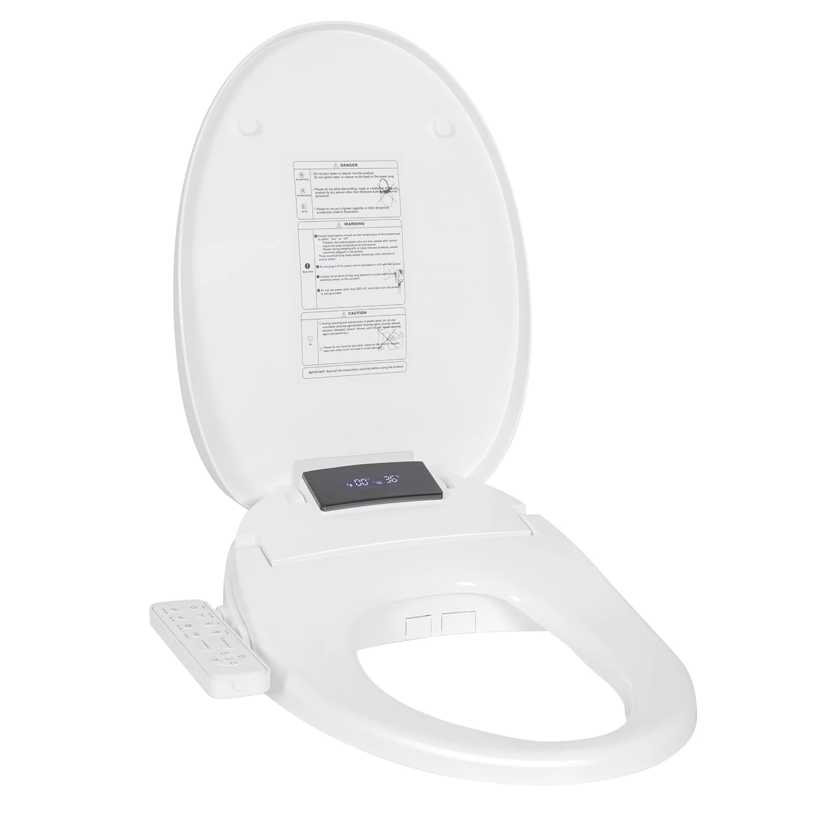 Kwanner Smart Bidet Beheizter Toilettensitz, WC Dusche mit Selbstreinigungsfunktion, Warmwasser & Trockner, Nachtlicht, Verstellbarer Wasserdruck, Einfache Montage (Weiß)