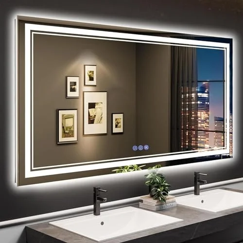 baklon Badspiegel mit Beleuchtung 150x70cm, Badezimmerspiegel Wandspiegel und Touch-Schalter, IP65-Led-Spiegel-Bad mit Speicherfunktion, 3 Farbtemperatur,Horizontal/Vertikal, HD Hartglas
