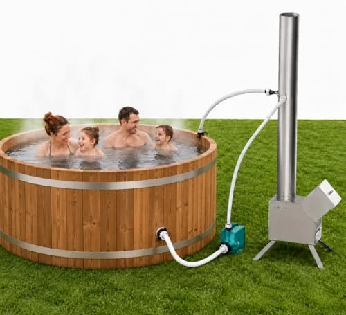 ECO POOLTECH Outdoor Poolheizung Holz Feuertonne