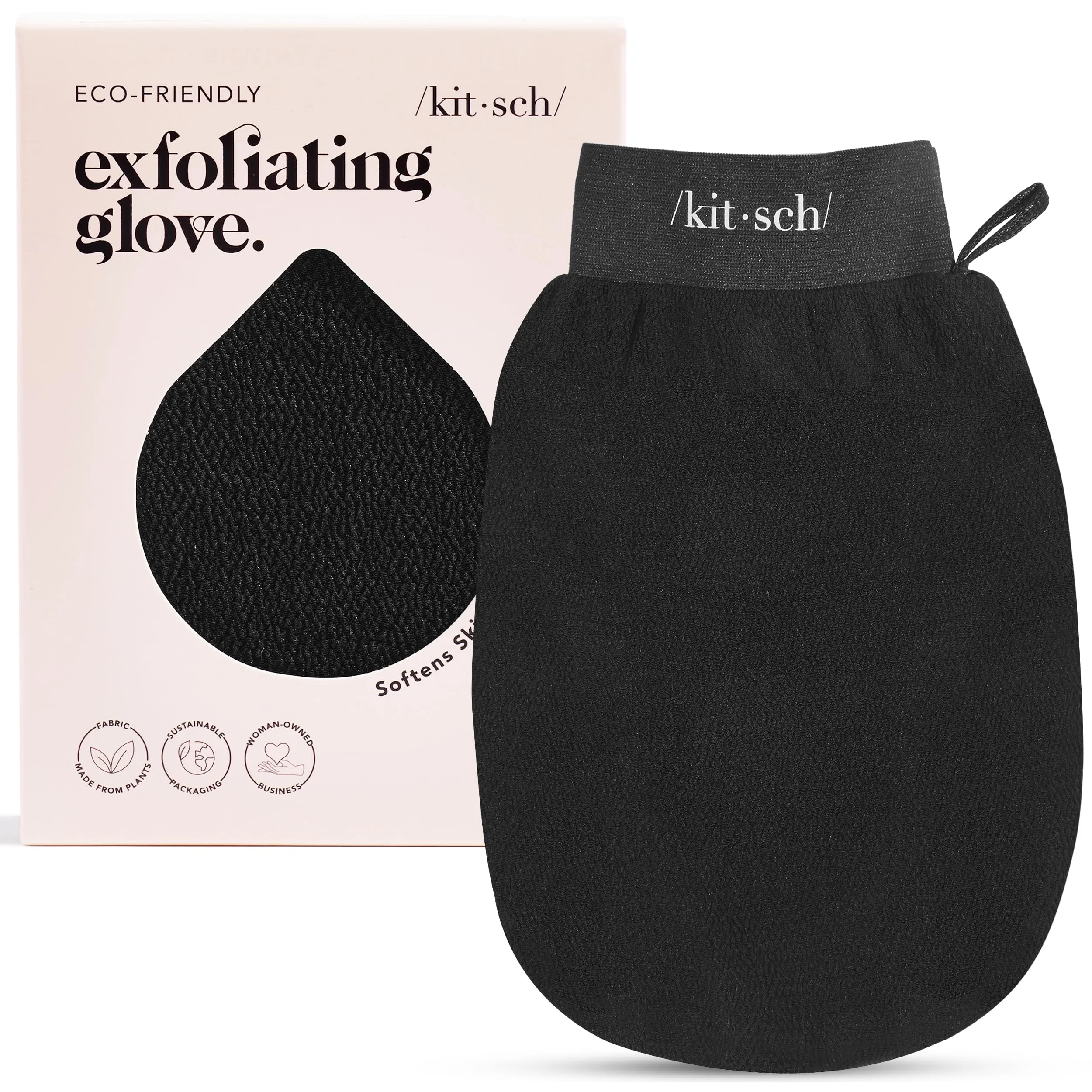 Kitsch Peelinghandschuh 1 Stück – Koreanischer Peeling Handschuh, Peelinghandschuh Körper für Dusche & Bad |Körperpeeling-Handschuh zur Entfernung abgestorbener Hautschüppchen – Schwarz