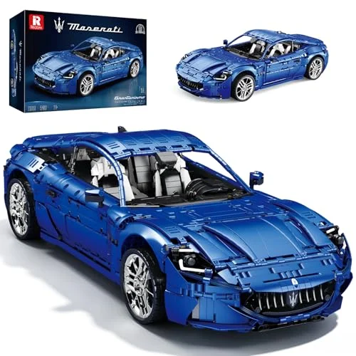 Reobrix 11010 Maserati Sportwagen Modellauto, XXL Klemmbausteinen 1:8 Auto | Modellbausatz für Erwachsene, Große Sammlergröße 62cm, Exklusive 110-Jahre Edition, Offiziell lizenziert Maserati, 5480 Teile