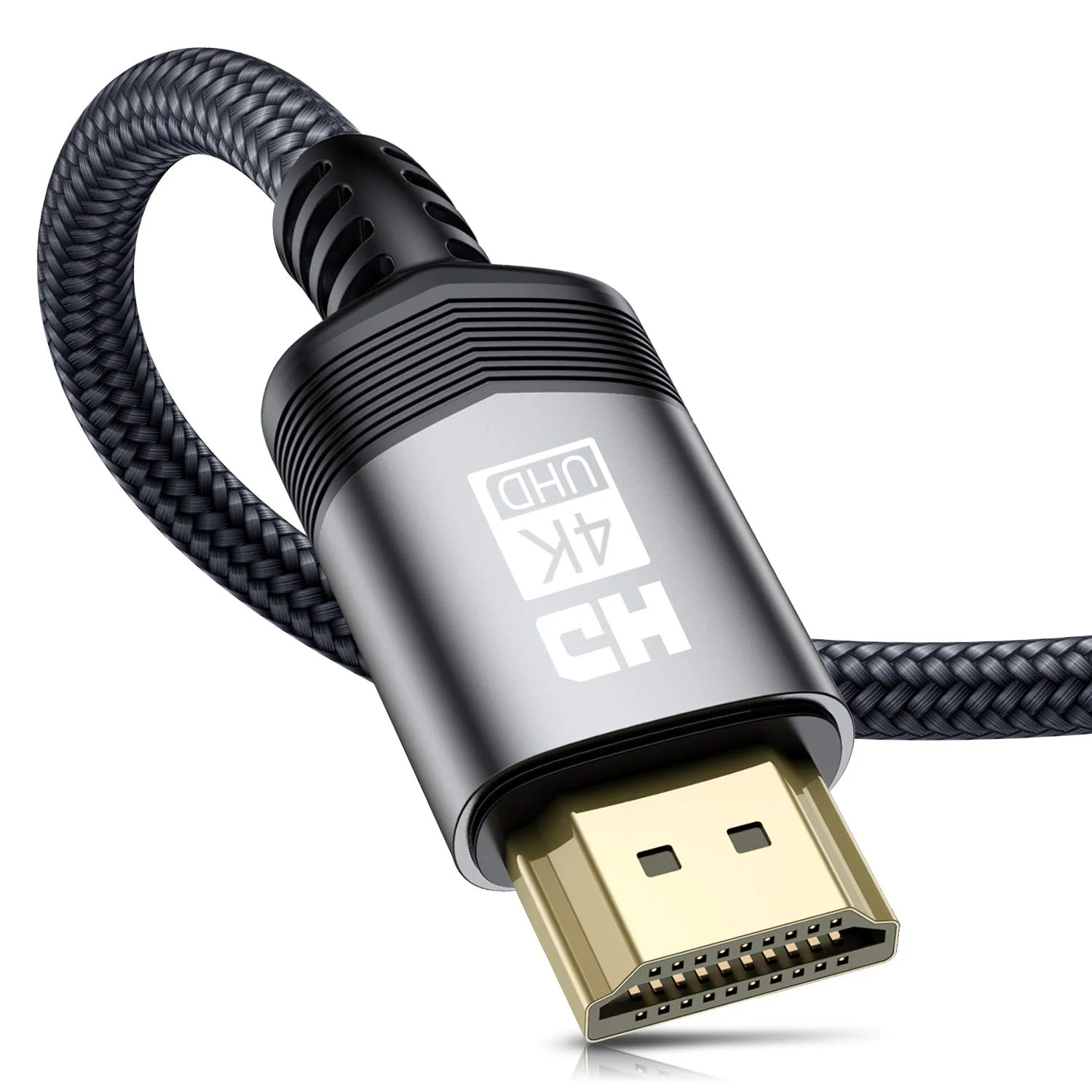 4K HDMI Kabel 7,5Meter, Sweguard HDMI 2.0 auf HDMI Kabel 4K@60Hz 18Gbps Nylon Geflechtkabel, vergoldete Anschlüsse mit Ethernet/Audio Rückkanal, kompatibel Video 4K UHD 2160p,HD 1080p, Xbox PS4 (GRAU)