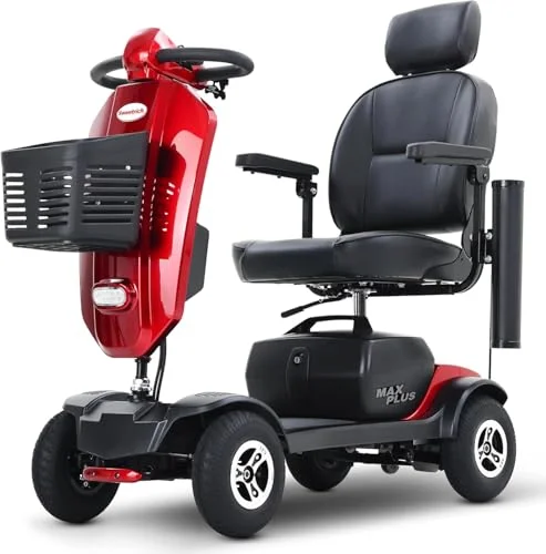 Elektromobil Seniorenmobil Rollstuhl elektrisch faltbar,20AH herausnehmbarer Akku 25km,300W,360° Luxus-Sitz mit Kopfstütze,E-Bremse,32cm Fußraum,9Zoll Luftreifen stoßdämpfend,LED,USB,Windabweiser Blau