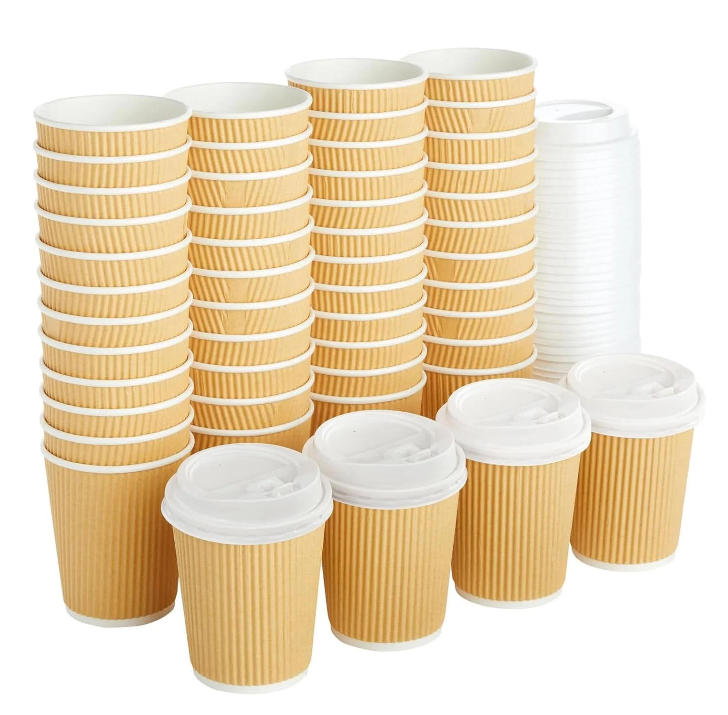 Cherypick Pappbecher mit Deckel 240 ml, 30 Stück, Kaffeebecher To Go, 3-lagig mit Ripple-Wall, hitzeschützend und auslaufsicher, Einweg Pappbecher für Kaffee und Heiß- & Kaltgetränke