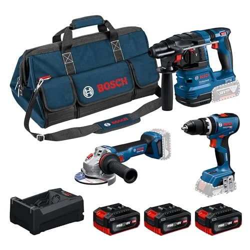 Bosch PRO 18V System Combo-Kit: GSB 18V-65, GBH 18V-22, GWS 18V-11, 3x GBA 5.0Ah, GAL 12V/18V-80, M-BAG