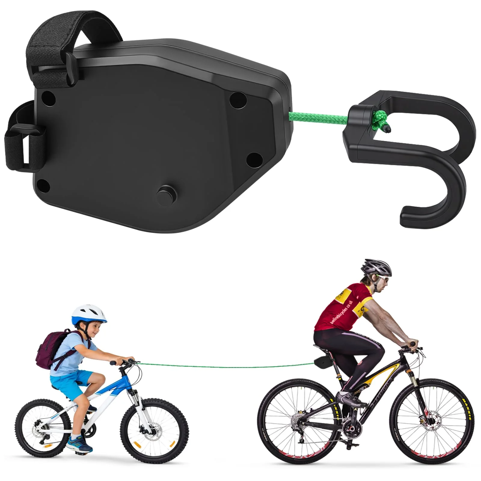Gaethra Abschleppseil Fahrrad Kinder, 2.5M Einziehbarer Fahrrad Abschleppseil, Montage leicht gemacht, Tragfähigkeit 90KG, Ideal für Familienausflüge und Radtouren