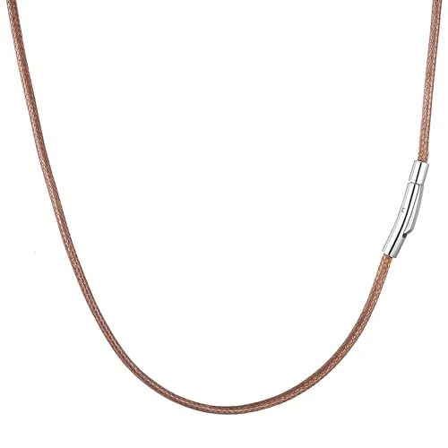 RWQIAN Lederkette Herren Leder Halskette 2/3mm mit Verschluss Lederband Kette für Damen Schwarz/Braun Kautschuk Kette Schmuck 46-76cm