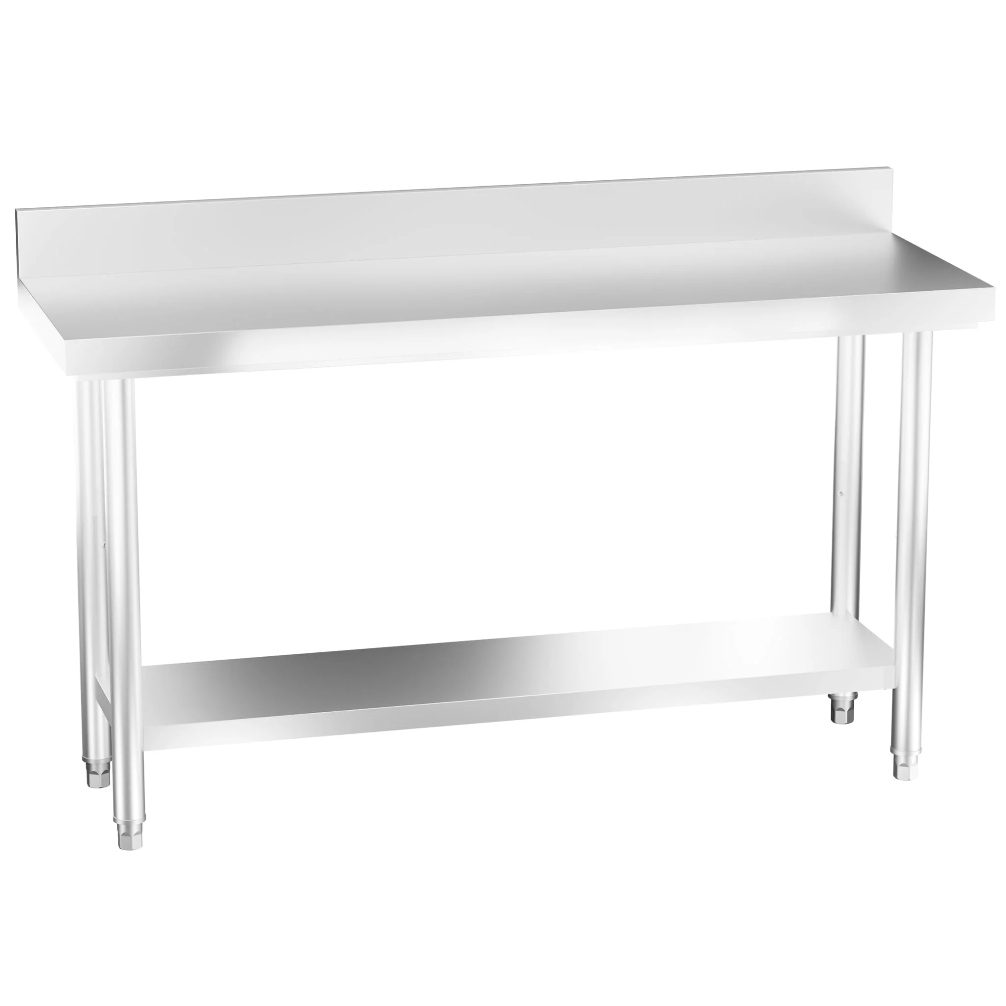 UISEBRT Edelstahl Arbeitstisch mit Aufkantung, Edelstahltisch Küchentisch mit Verstellbare Füße, Küche Tisch Zerlegetisch mit extra großer unteren Ablagefläche, 150 x 50 x 85 cm, mit Aufkantung