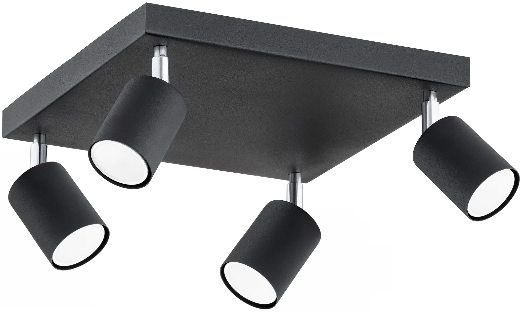 KAR LIGHTING Deckenleuchte 4-flammig Schwarz Eckig – schwenkbarer Deckenstrahler & LED Spotlampe aus Metall – GU10 Strahler für Küche, Wohnzimmer, Flur – modern & LED geeignet