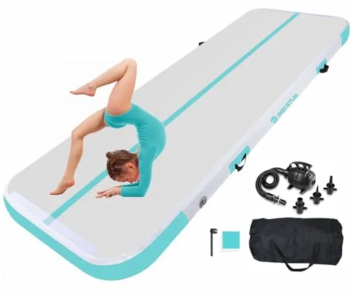 MEKETUM Air Turn Track Matte 2m 3m 4m 5m 10/20cm Dicke Turnen Matten Aufblasbar Gymnastikmatte Rutschfest Sportmatte für Zuhause/Training/Tumbling/Yoga/Outdoor/Fitness