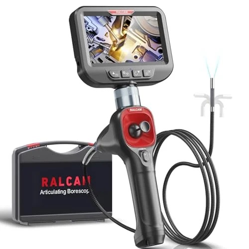 Ralcam Endoskopkamera mit Licht Endoscope Camera - 360° Endoskop Schwenkbarer 4,3" HD 720P Inspektionskamera mit Licht Rohrkamera, Kameras mit 6 LED, IP67