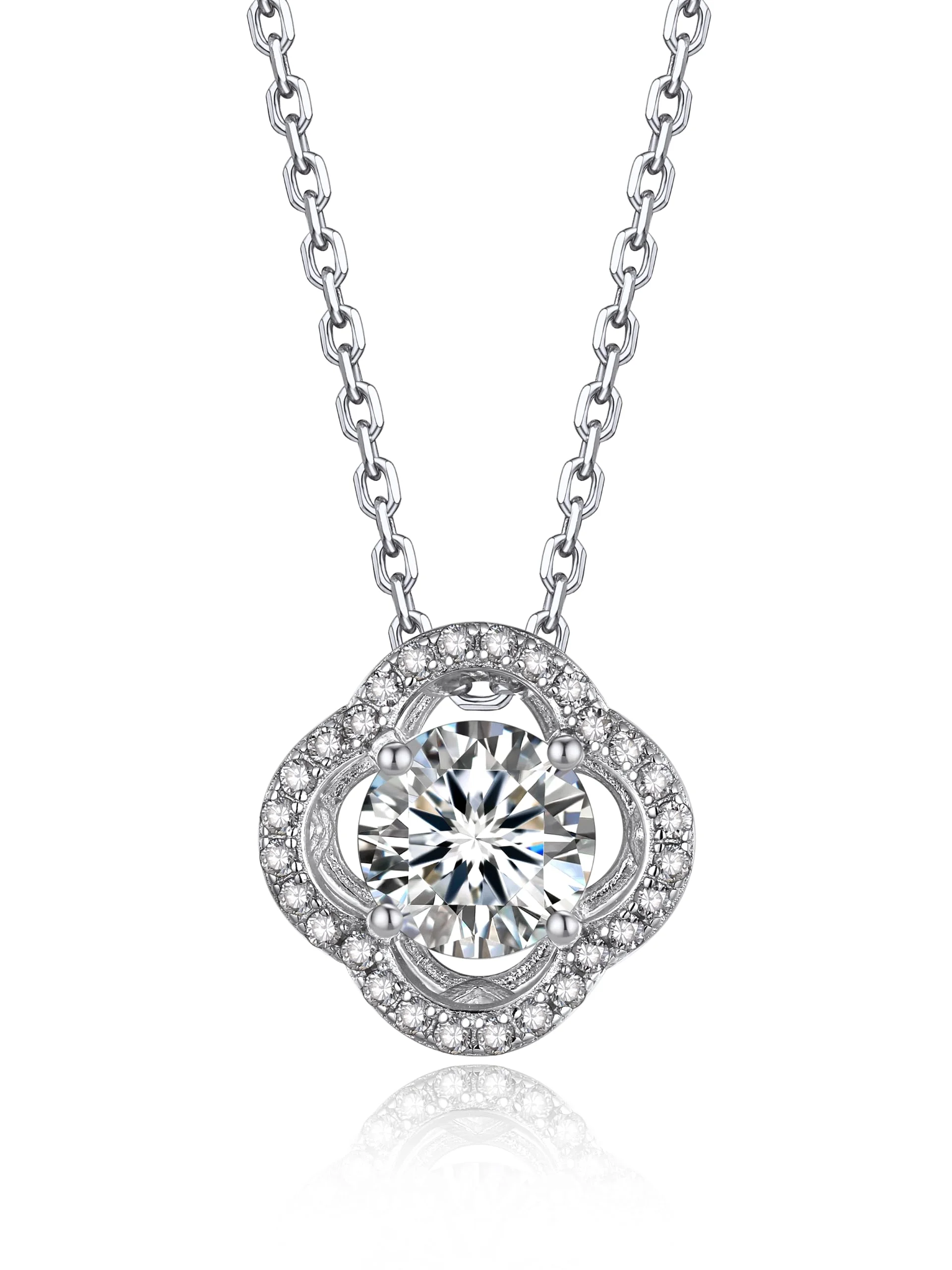 MomentWish Silberkette Damen 925 mit Anhänger, 1 Karat Moissanite Halskette Damen Kette Silber Diamant Schmuck mit Geschenkbox Gra Zertifikat für Frauen Freundin