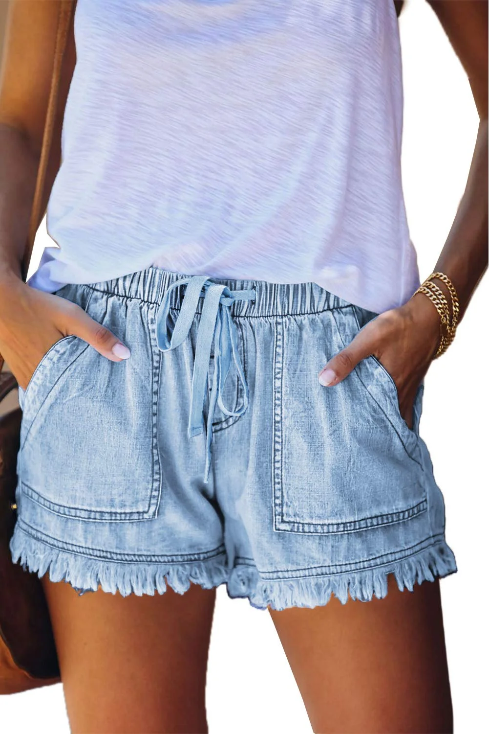 HVEPUO Damen Baumwolle Leinen Shorts Hotpants Sommer Weite Kurze Hosen