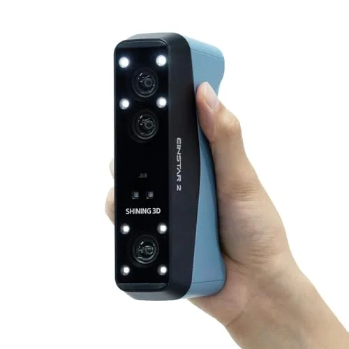 EINSTAR 2 3D-Scanner Kabellos, 17 Blaue Laserlinien & VCSEL-Infrarot, Sprayfrei Scannen auf Metall, 2.500.000 Punkte/s High-Speed, WiFi 6, 3h Akku, 3D-Laser-Scanner für CAD & 3D-Druck