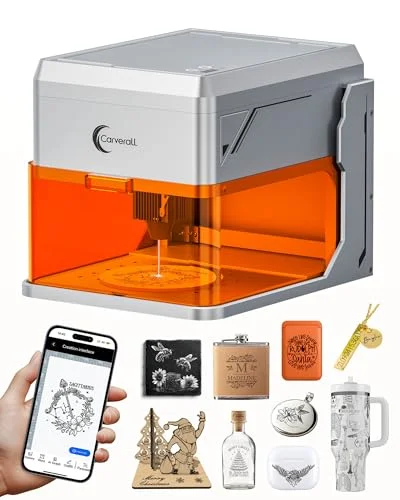 Carverall A1 Pro Laser Graviermaschine mit HD-Kamera, WLAN & KI-Software, Klasse 1 Lasergravierer und Laser Cutter, 0,01 mm Präzision, für Holz, Leder, Glas, Acryl & DIY | HD-Kamera, Klasse 1, WLAN & KI-Software