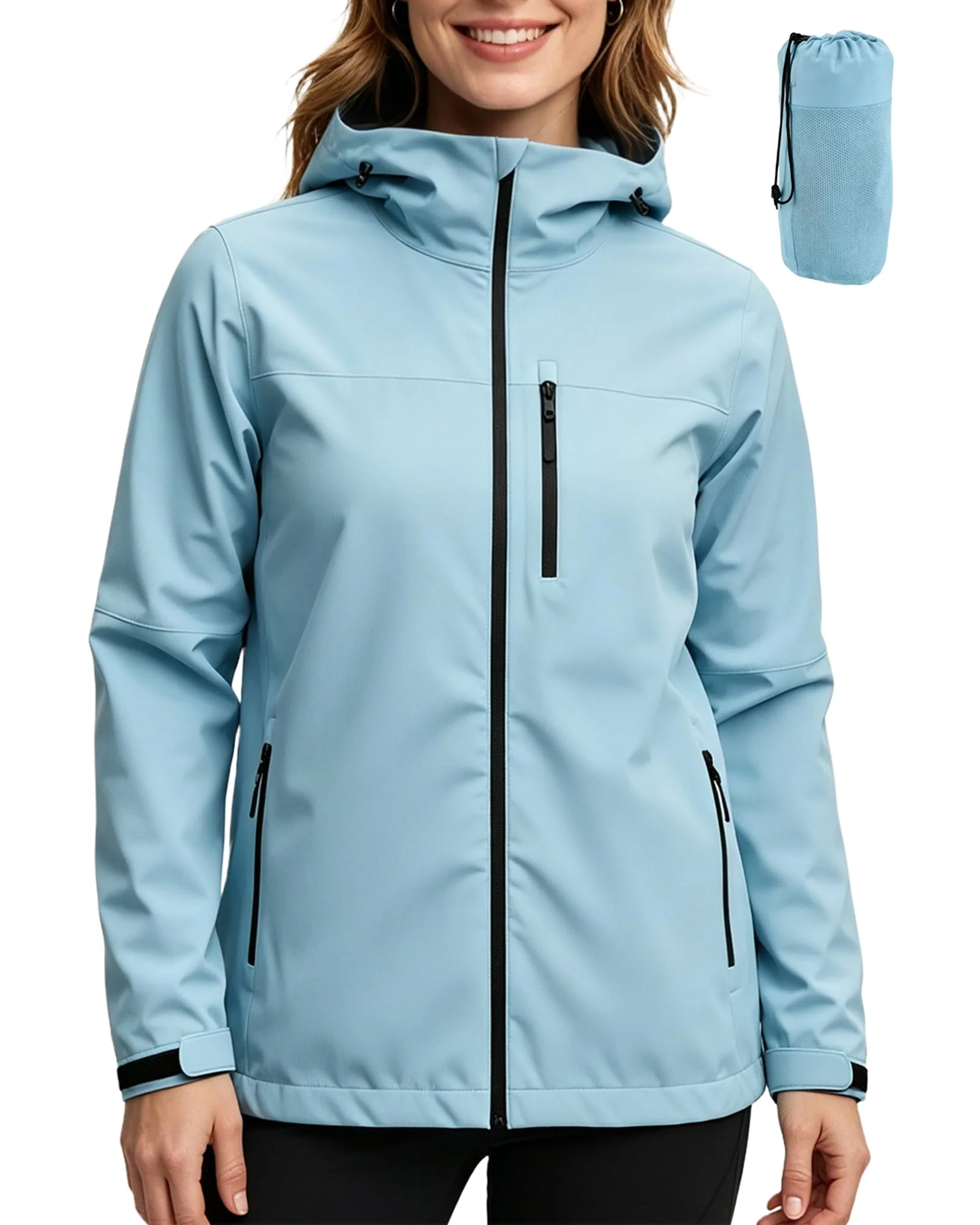 ACCNUO Regenjacke Damen Wasserdicht Atmungsaktiv Regenanzug Freizeitjacke Kapuze Regenjacke Geeignet für Wandern Bergsteigen Angeln Camping Radfahren und Jagen