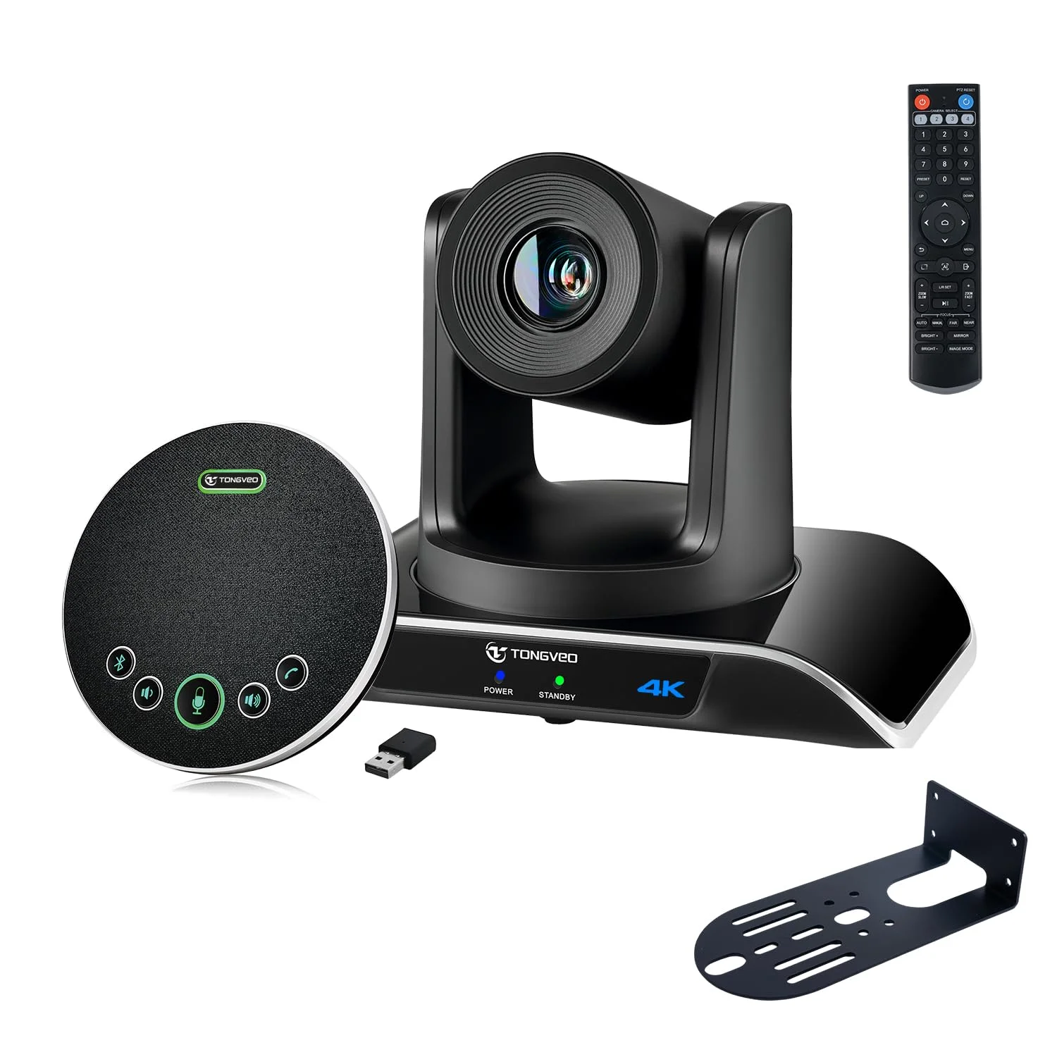 TONGVEO 4K PTZ-Konferenzraum-Kamerasystem, KI-Auto-Tracking 20-facher Zoom 4K PTZ-Kamera USB 3.0 HDMI LAN Ausgänge und Bluetoot Freisprecheinrichtung mit Mikrofon für große Remote-Meetings