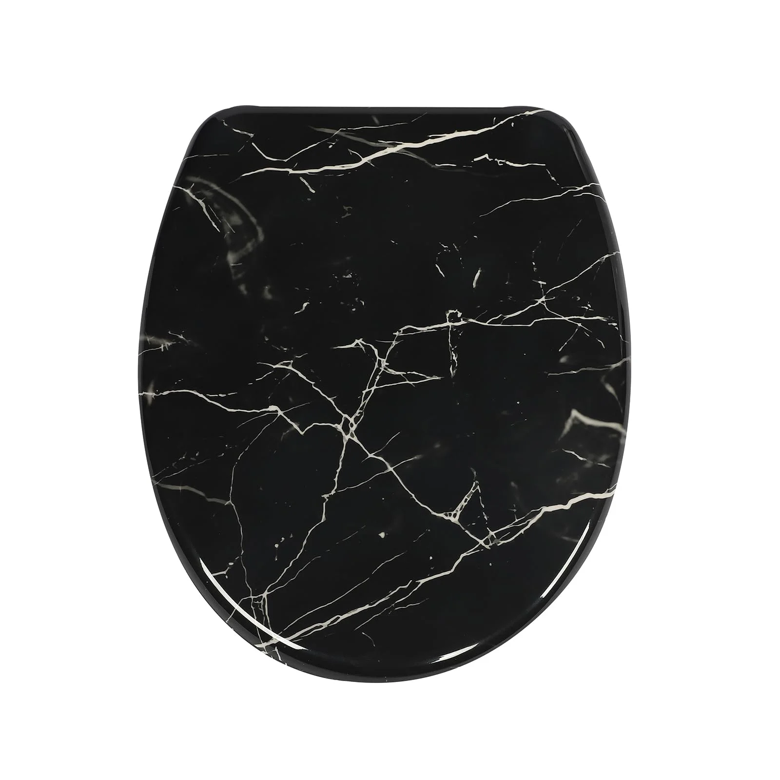 SAINOS Duroplast-Toilettensitz, O-förmiger Toilettendeckel mit Soft-Close-Mechanismus, Edelstahlscharnier, One-Touch-Schnellverschluss, leicht zu reinigen, Belastbarkeit 180 kg (UF12-351)