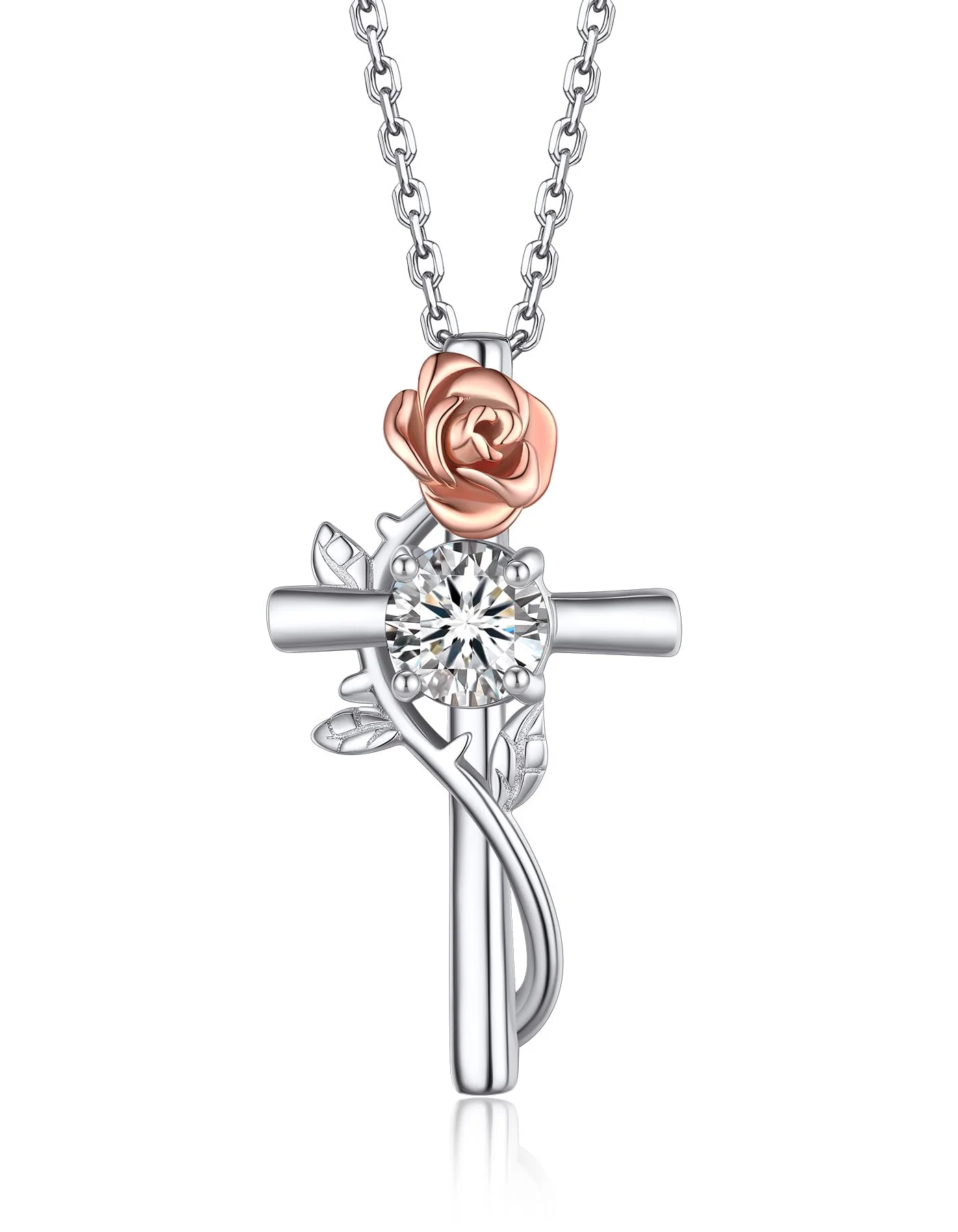 MomentWish Kreuz Kette Moissanite, 1,2 Karat Halskette mit Kreuz Anhänger Silber 925 Infinity Keltische Silberkette Schmuck Geschenke für Frauen und Herren