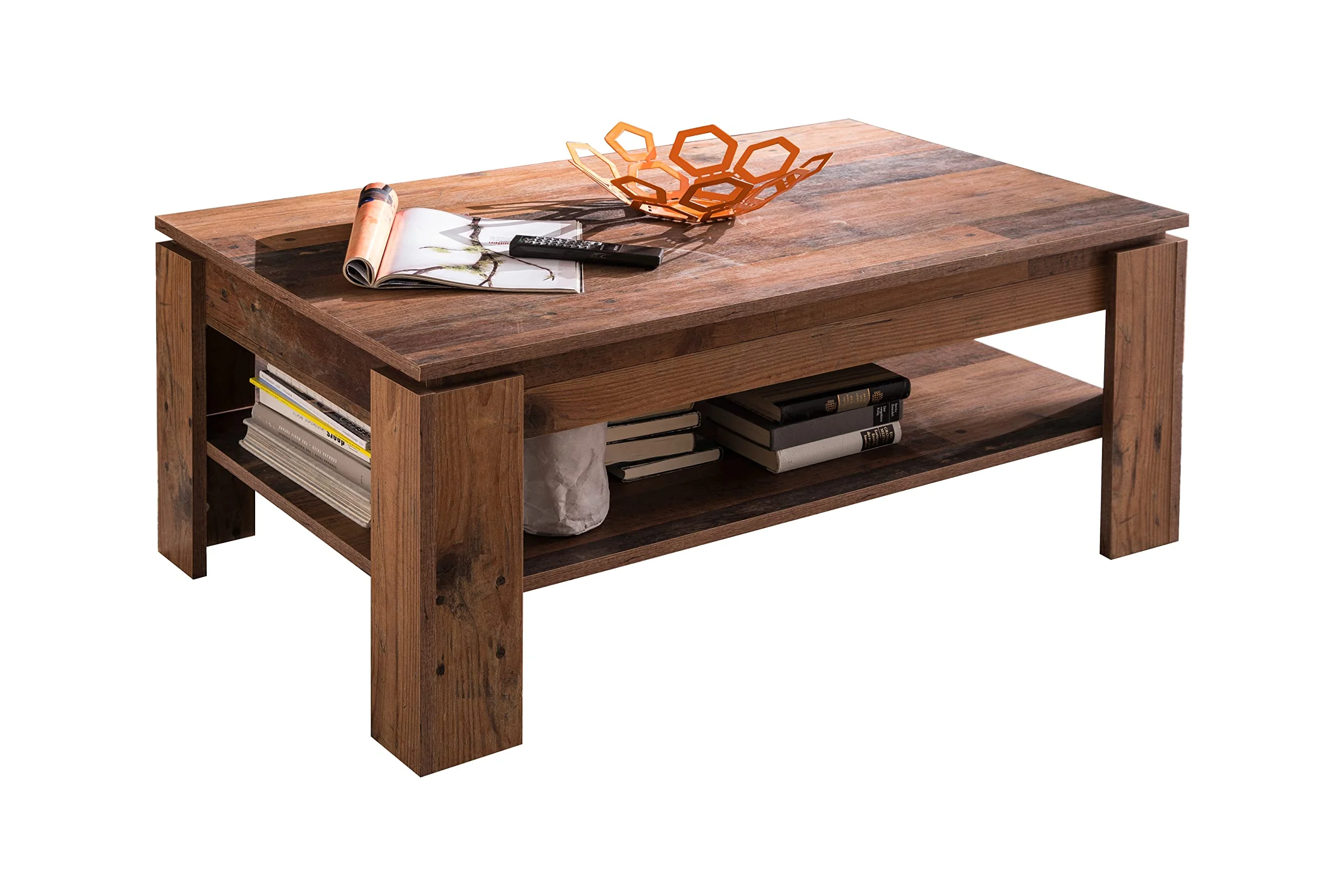 trendteam smart living - Indy - Couchtisch - Alteiche - Sofatisch mit zusätzlicher großer Ablagefläche - (BxHxT) 110 x 47 x 65 cm - Wohnzimmertisch in rustikaler Optik