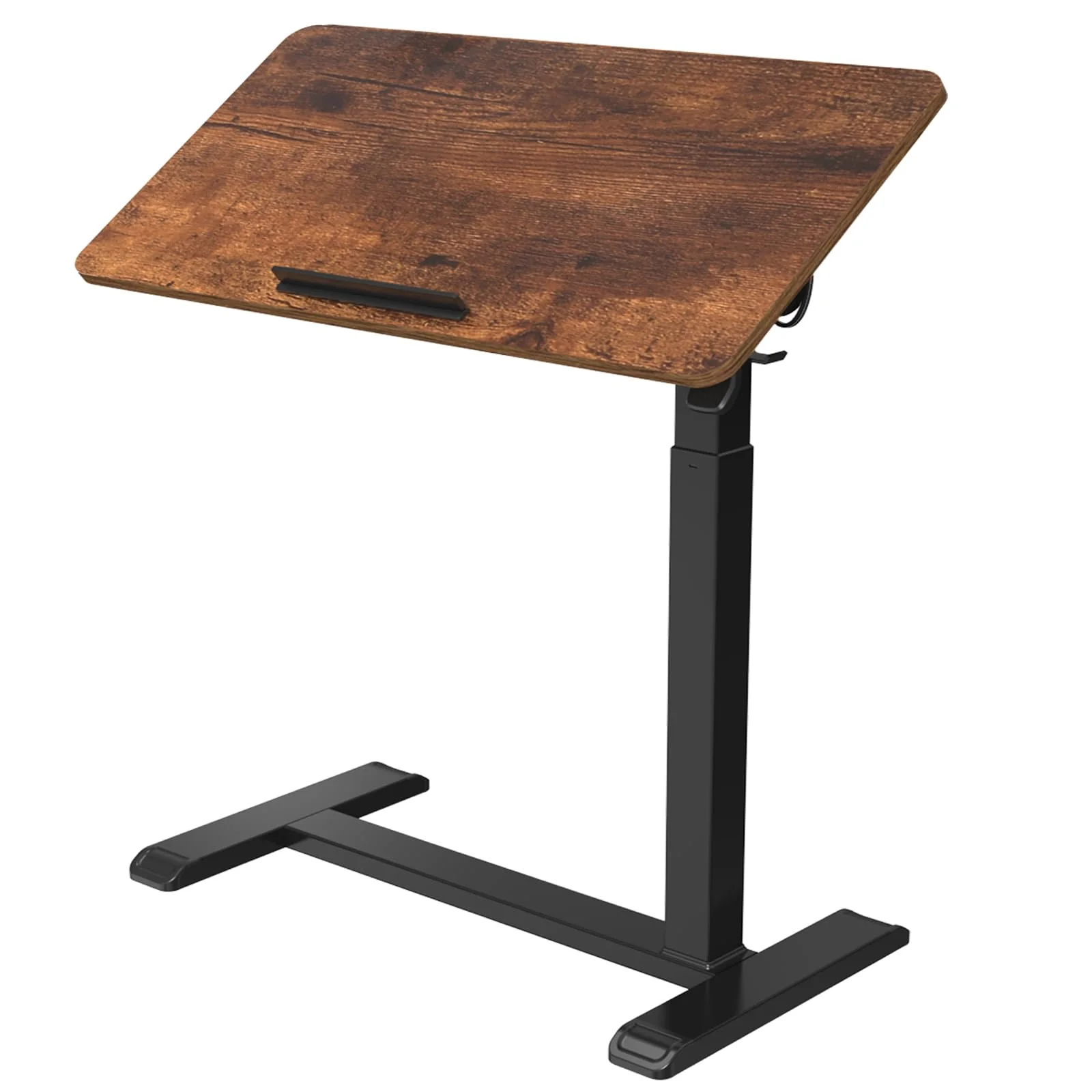 ETHU Stehpult Höhenberstellbarer 71-107cm Schrebtisch, Laptoptisch mit Wendbarer Tischplatte,Mobiler Beistelltisch mit Verdeckten Rollen,77x40cm Überbett-Tisch für Büro Wohnzimmer(Braun)
