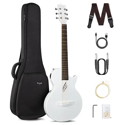 Enya Akustik Elektrische Gitarre Set - 35 Zoll Nova Go SP1 Guitar Kohlefaser Cutaway Gitarre für Kinder Erwachsene Anfänger Starter Kit mit Smart AcousticPlus Tonabnehmer Gift Set