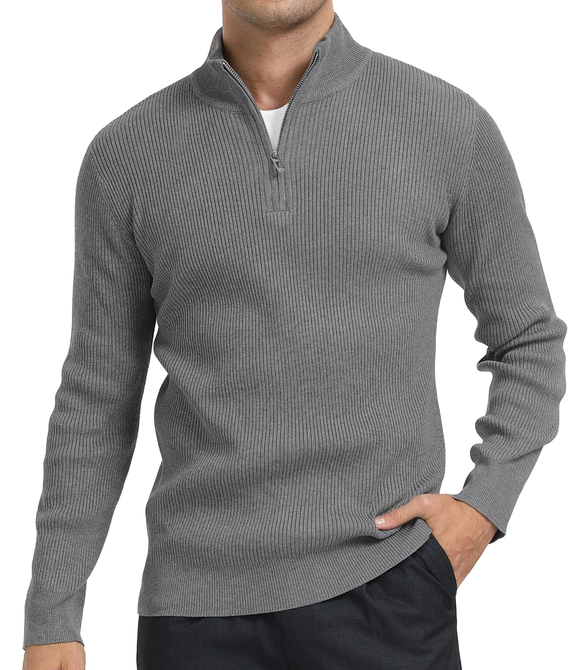 DAFENP Herren Rollkragenpullover Strickpullover Zip Pullover Winterpullover Turtleneck Pulli Arbeitspullover Warm Winter Langarmshirt Sweater