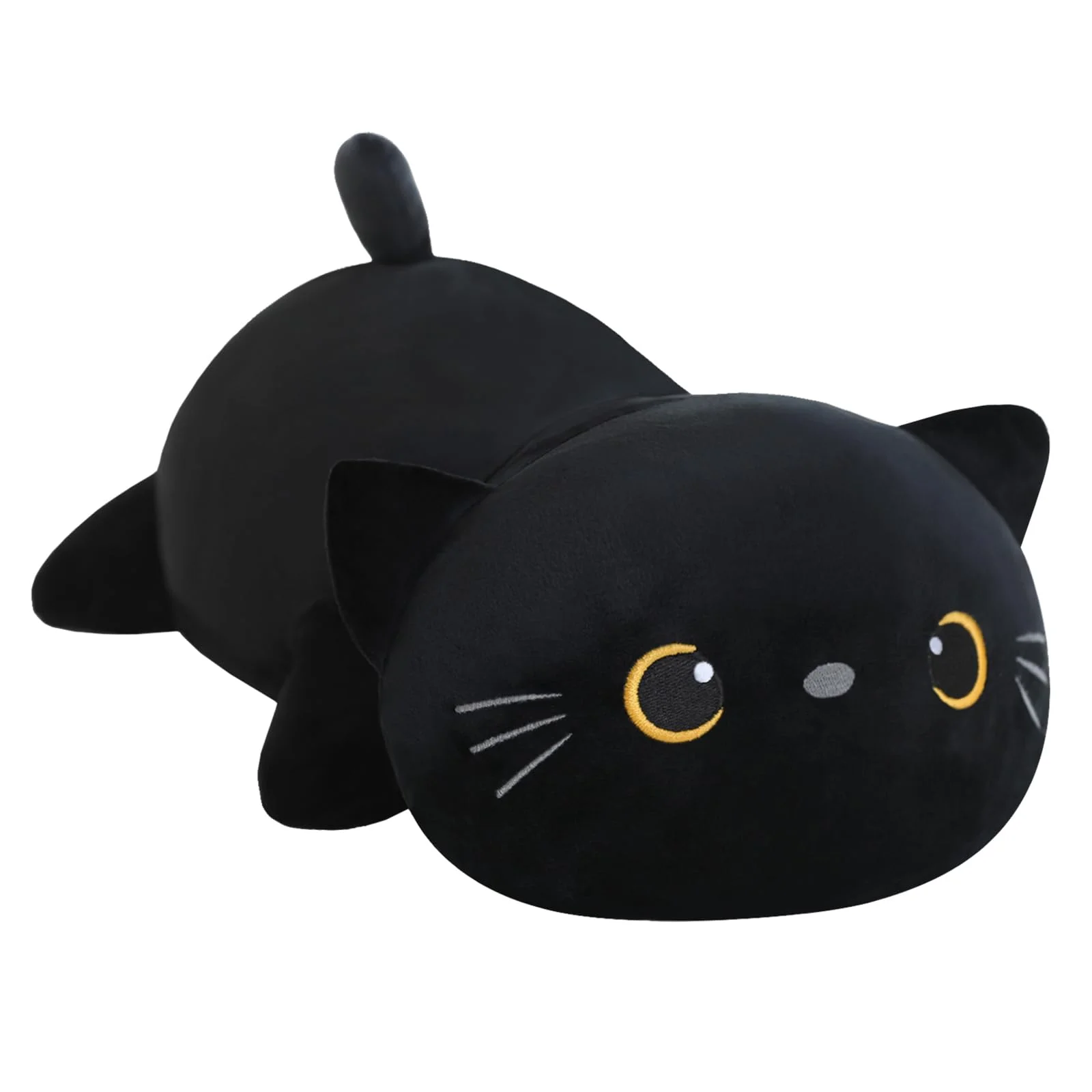 SQEQE Beschwerte Schwarze Plüschkatze, schwarzes Katzen-Stofftier zur Angstlinderung, niedliches Plüsch, weiches Kissen, Spielzeug, Geschenk für Kinder und Erwachsene 60 cm