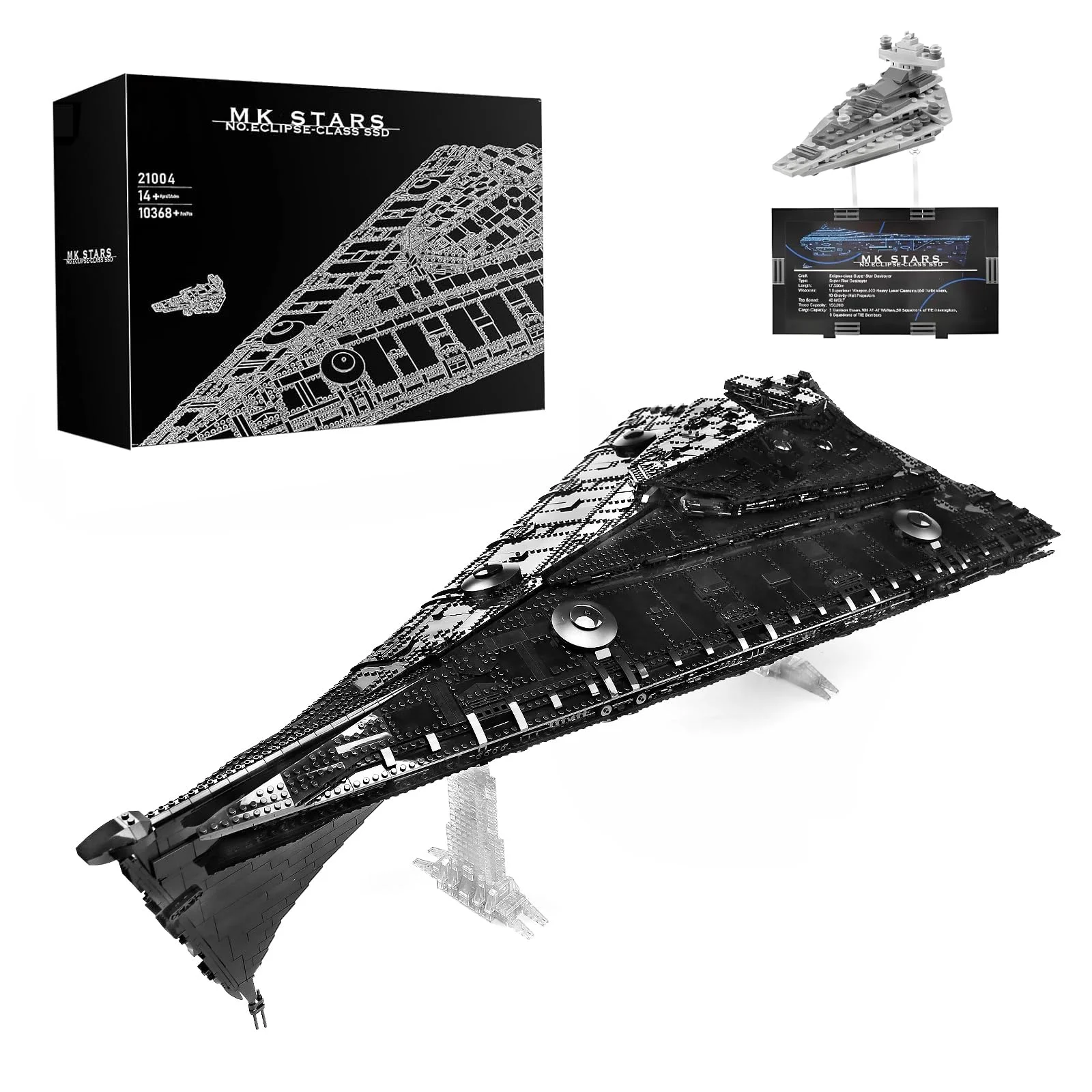 SHHFWU 21004 Technik Super Star Destroyer Modell, Kompatibel mit Eclipse-Class Dreadnought, 10368 Klemmbausteine Großes Raumschiff Bausatz, UCS Sammlerstück für Erwachsene