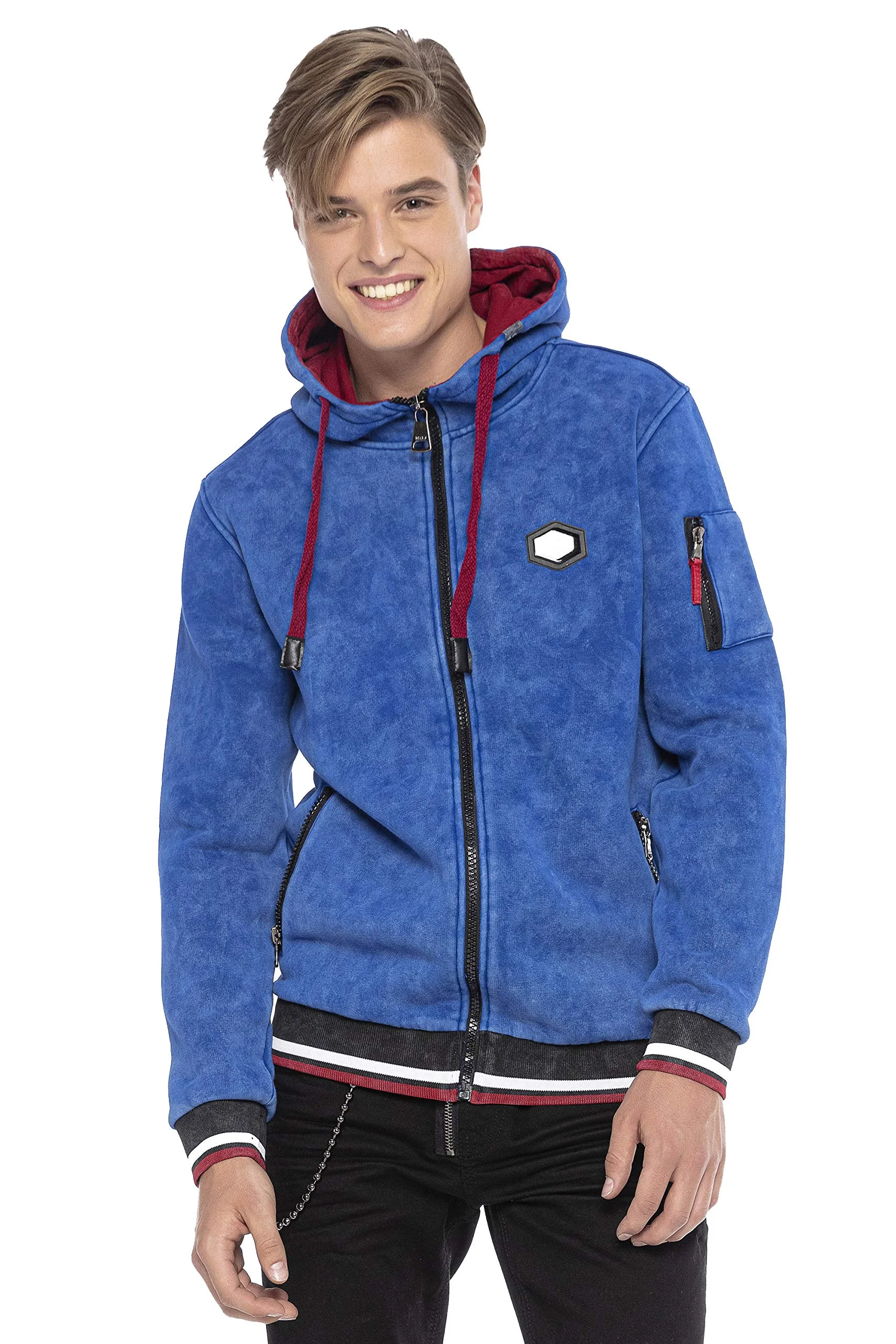 Cipo & Baxx Herren Sweatjacke Hoodie Series – Stylischer Pullover im Modernen Casual Streetwear Stil mit Reißverschluss & Kapuze für Alltag Freizeit & Party