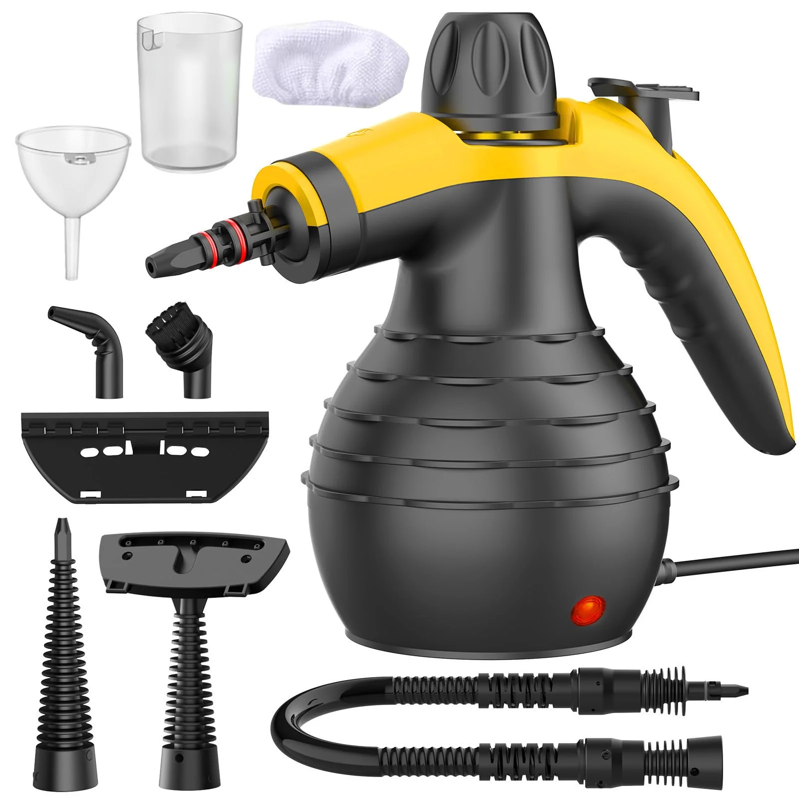 ÖRrnvte Dampfreiniger Handgerät 1050W, Schnellaufheizung, Starker Dampfdruck, 9-Teiliges Zubehör, Chemiefrei, Für Küche, Bad, Fenster, Polster, Teppiche, Auto und Fugen