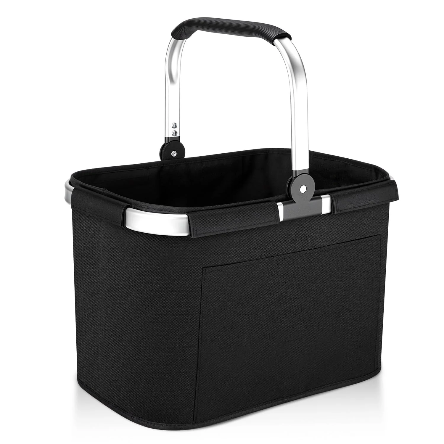 30L Einkaufskorb Faltbar Stabil Groß Tragekorb Picknickkorb Klappkorb Einkaufstasche mit Aluminiumgriff Große Einkaufskörbe(40x28x27cm) mit Stützstangen Für Reisen, Picknick, Einkaufen