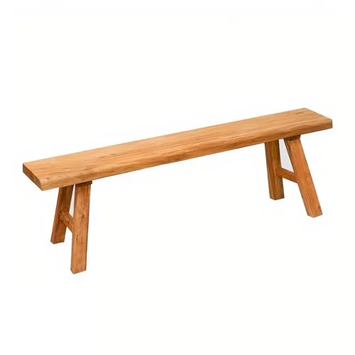 ZPrestiCraftbl 80cm Sitzbank Flur – Landhausstil Massivholz holzbank Esszimmerbank & Bettbank aus extra dickem Hartholz – Ohne Rückenlehne