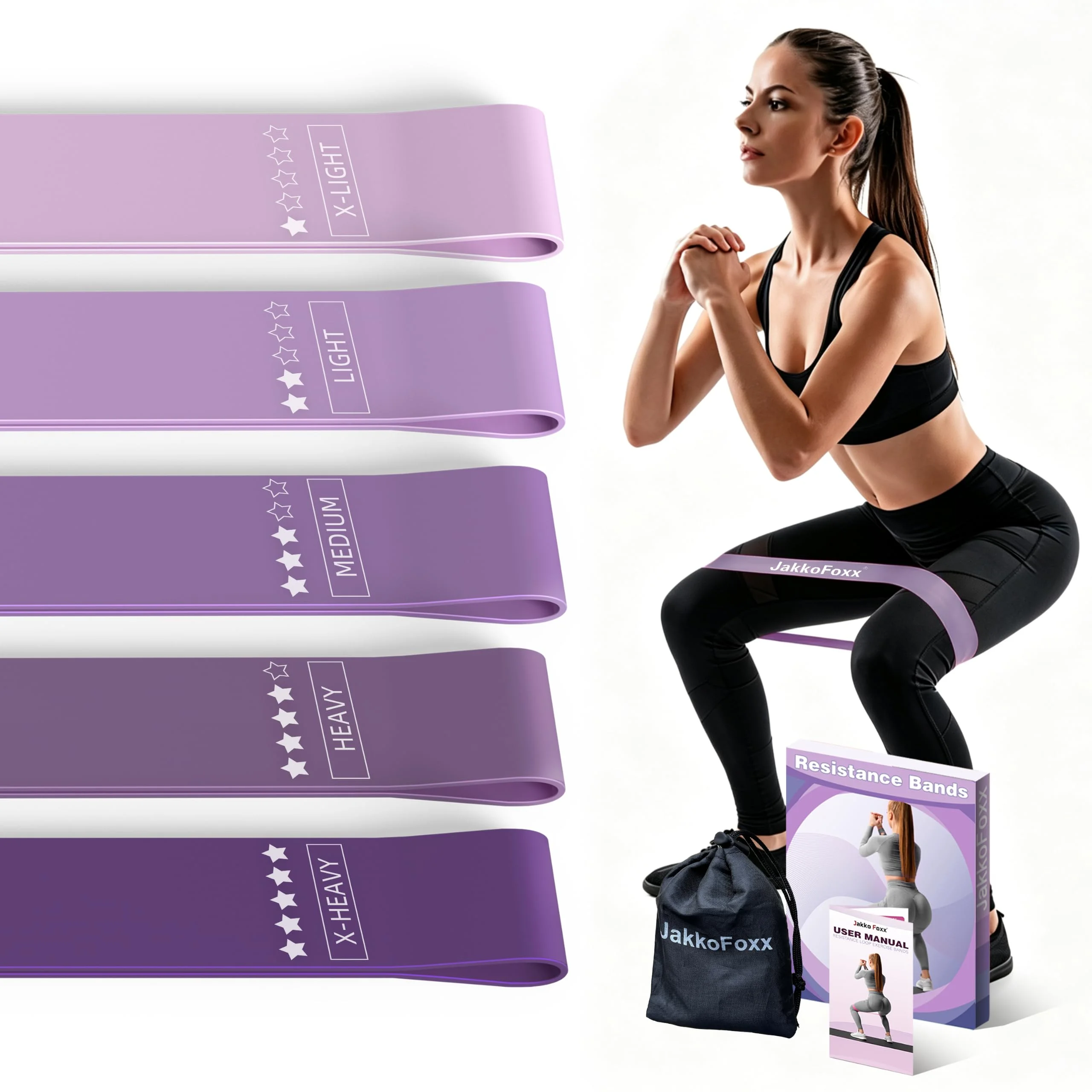 Fitnessbänder 5er Set Widerstandsbänder mit 5 Stufen Übungsbänder für Heim-Fitness, Stretching, Krafttraining, Physiotherapie, Pilates, Yoga, Elastische Workout-Bänder für Frauen
