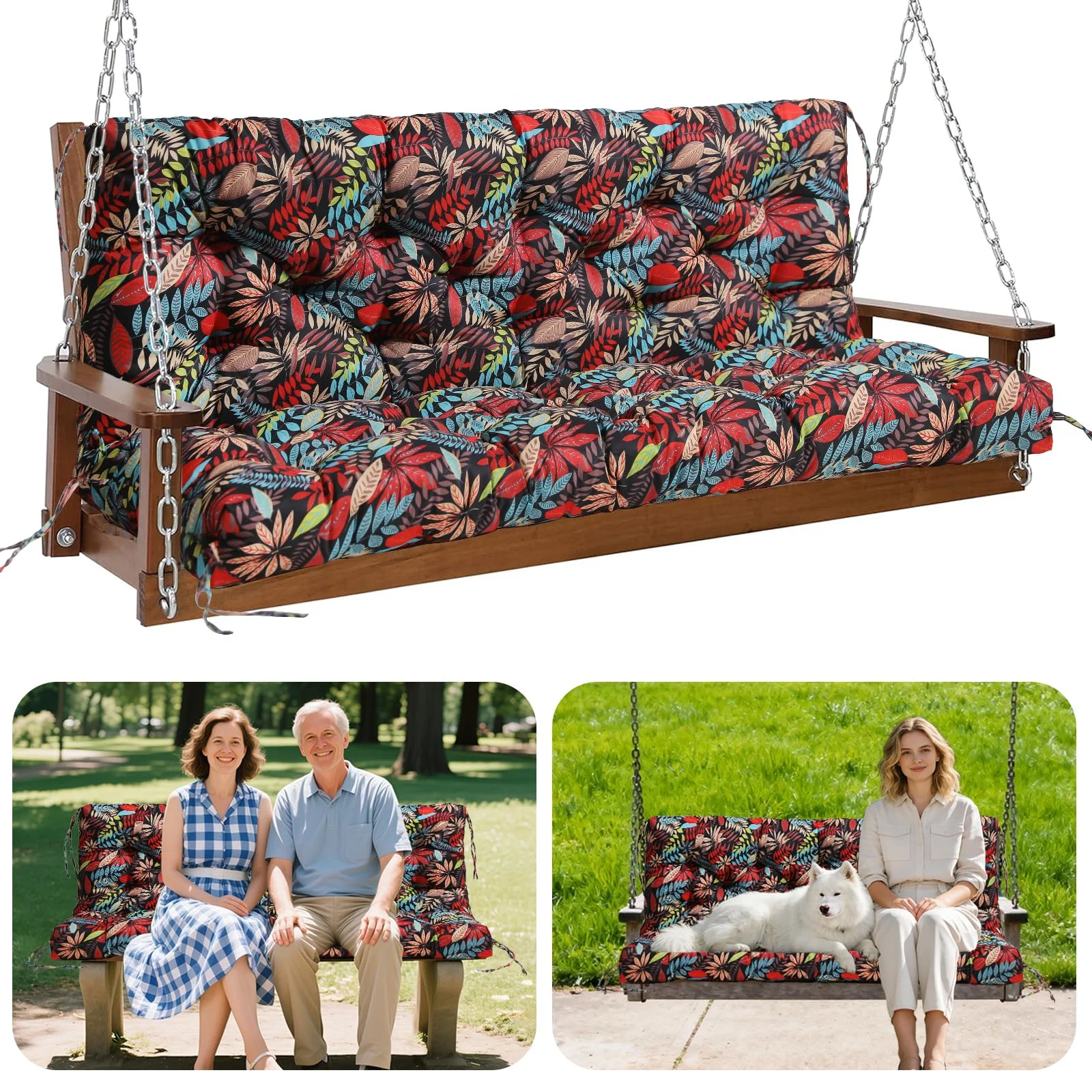 GPCHZM Hollywoodschaukel Auflage 150cm Wasserdicht Gartenbank Auflage Verdickt(12.5cm) Mit Rückenlehne Schaukelbank Auflage für Hollywoodschaukel Sitzbank Gartenbank Terrasse Hinterhof Rasen Veranda