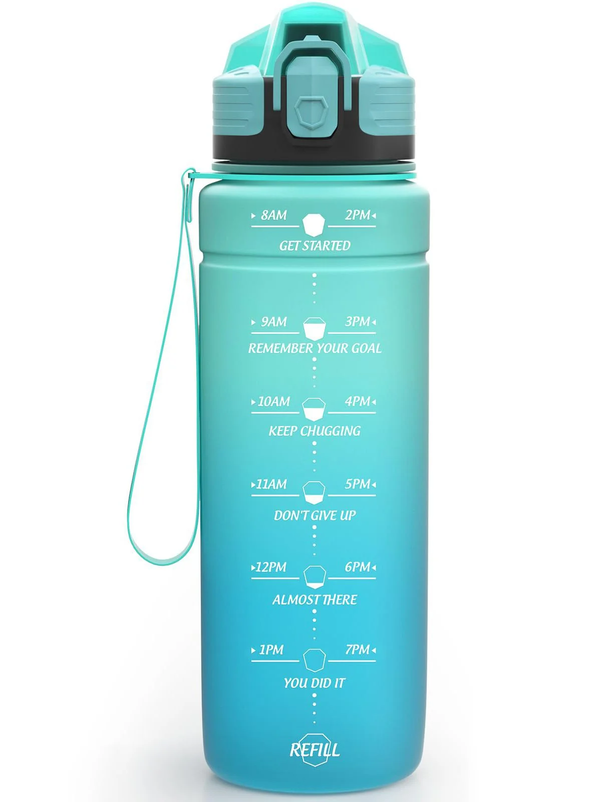 Niggeey Sport Trinkflasche 500ml, 700ml, 1L, 1,5L Trinkflasche Kinder Auslaufsicher, BPA-frei Tritan Motivierende Wasserflasche mit Zeitmarkierung, Sportflasche für Kinder, Schule, Fitness, Gym