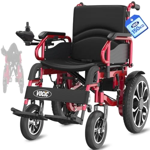 VOCIC V56 Elektrischer Rollstuhl bis 150KG,Outdoor Elektrorollstuhl mit 40CM Gummi Luftbereifung für all Gelände