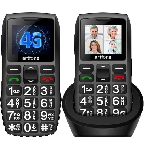 artfone C1+ Seniorenhandy ohne Vertrag丨Mobiltelefon mit großen Tasten丨GSM Dual SIM Rentner Handy丨Ladestation丨SOS Notruftaste丨1,8 Zoll Farbdisplay丨FM丨1800mAh Akku丨Großtastenhandy - Schwarz