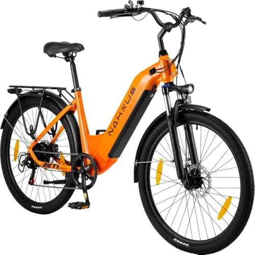 nakxus 26T1 Elektrofahrrad 26 Zoll E-Bike, 36V 18.2Ah Akku herausnehmbar, 250W Motor, LCD-Display, 7-Gang, Reichweite 90-130 km, 25 km/h, IPX5 wasserdicht für Erwachsene