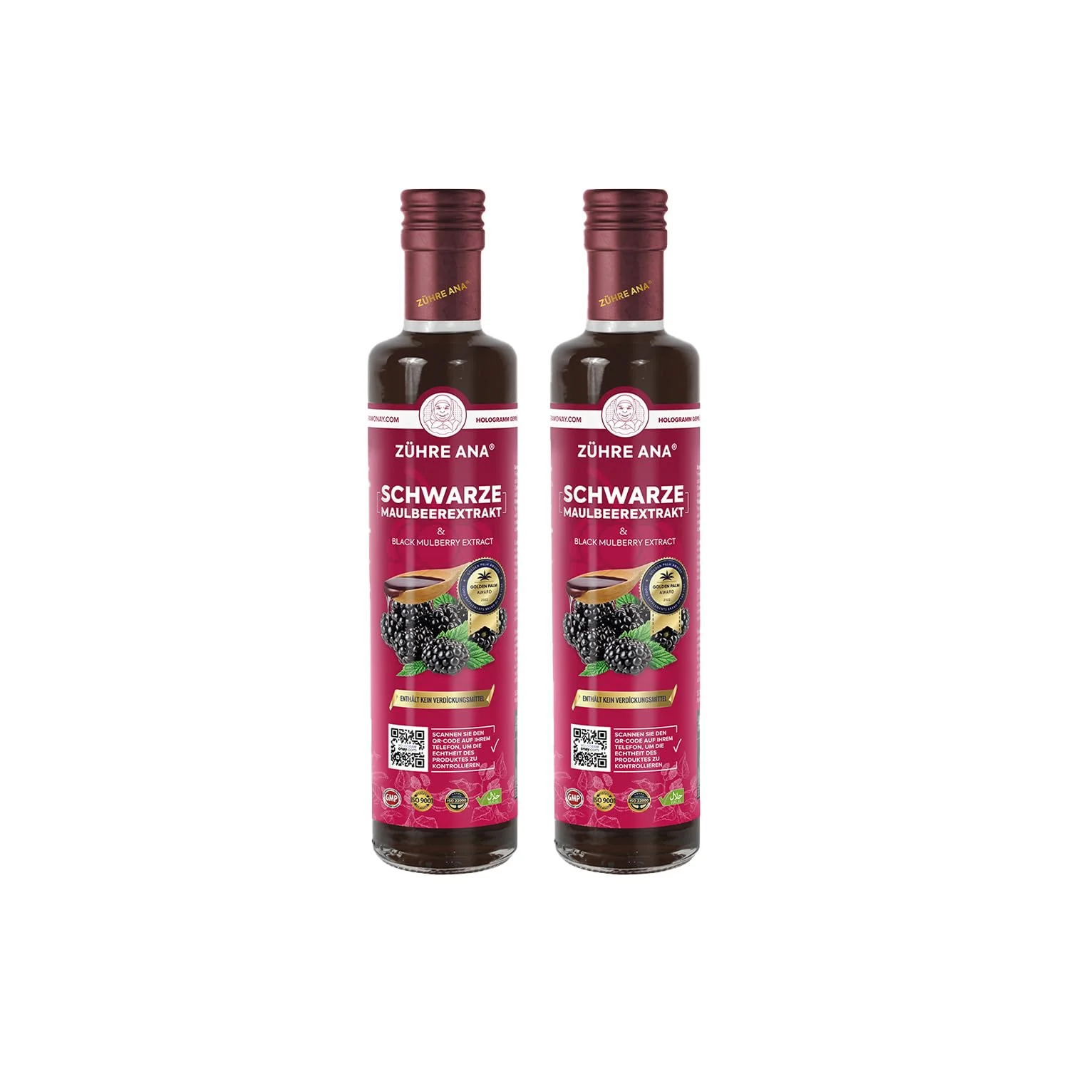 Zühre Ana Schwarzer Maulbeer Extrakt (2X670g) – Natürliches Maulbeer Sirup Konzentrat aus schwarzen Maulbeeren, fruchtiger Geschmack,vielseitig verwendbar für Getränke, Smoothies und Desserts, vegan