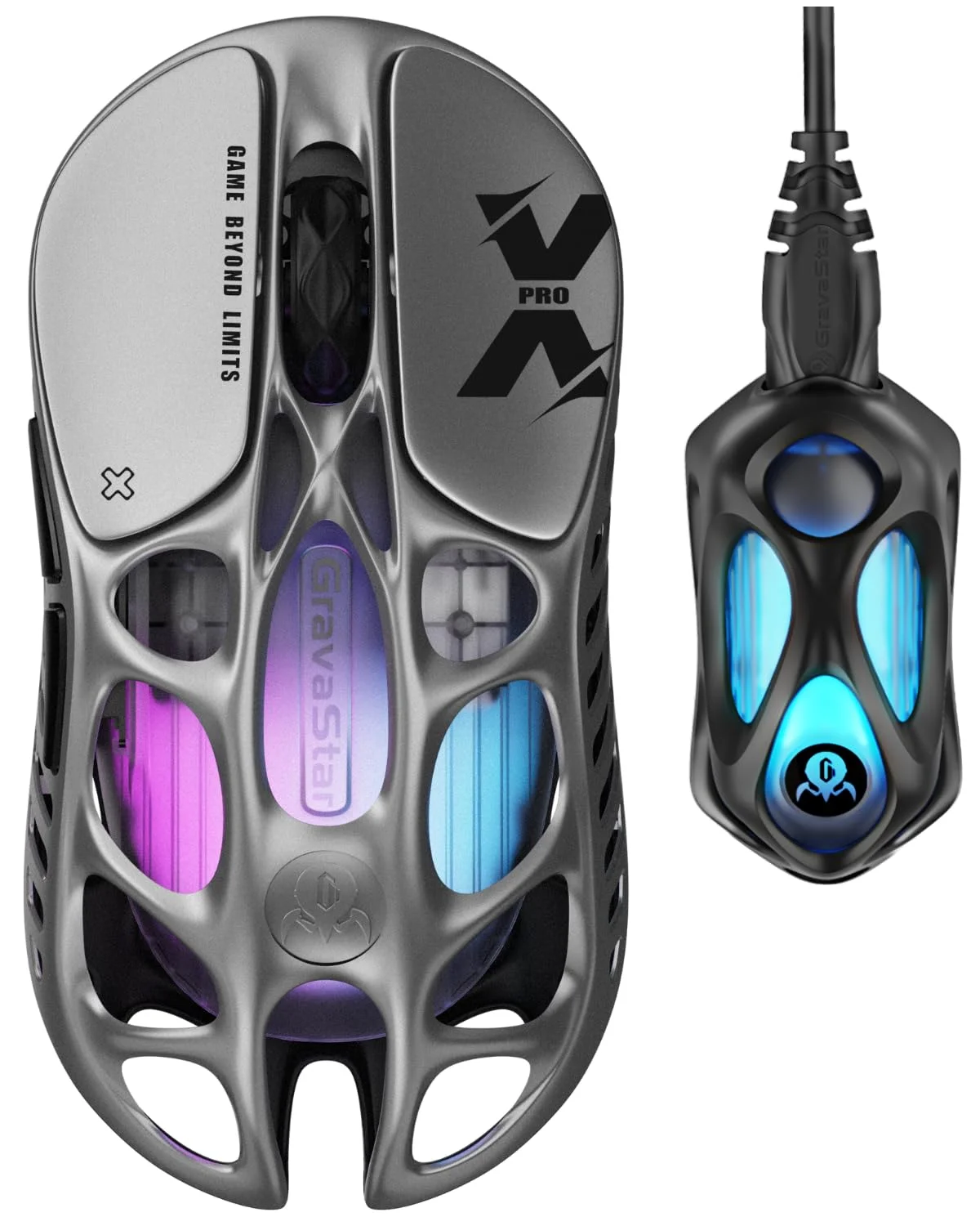 GravaStar Mercury X PRO Gaming Maus Kabellos 49g Ultraleicht 8K | Die Gaming Maus verfügt über einen PAW3950-Sensor sowie Bluetooth-, 2.4-GHz und USB-Konnektivität für präzise Spielsteuerung.
