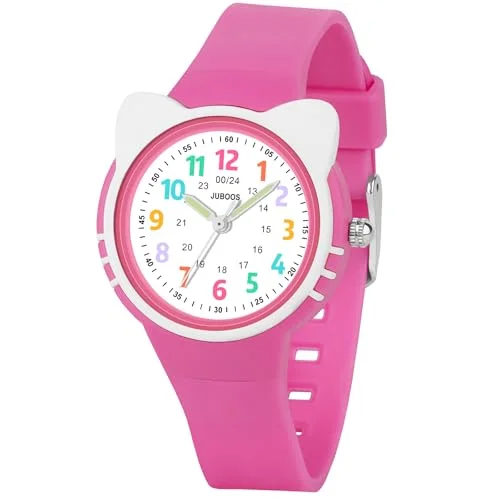 DTKID Kinderuhr Junge Mädchen,Lern Armbanduhr Kinder Mit Drehbarem Lünettenring,3ATM Wasserdicht,Kinder Uhren Analog Für 5-15 Jahre