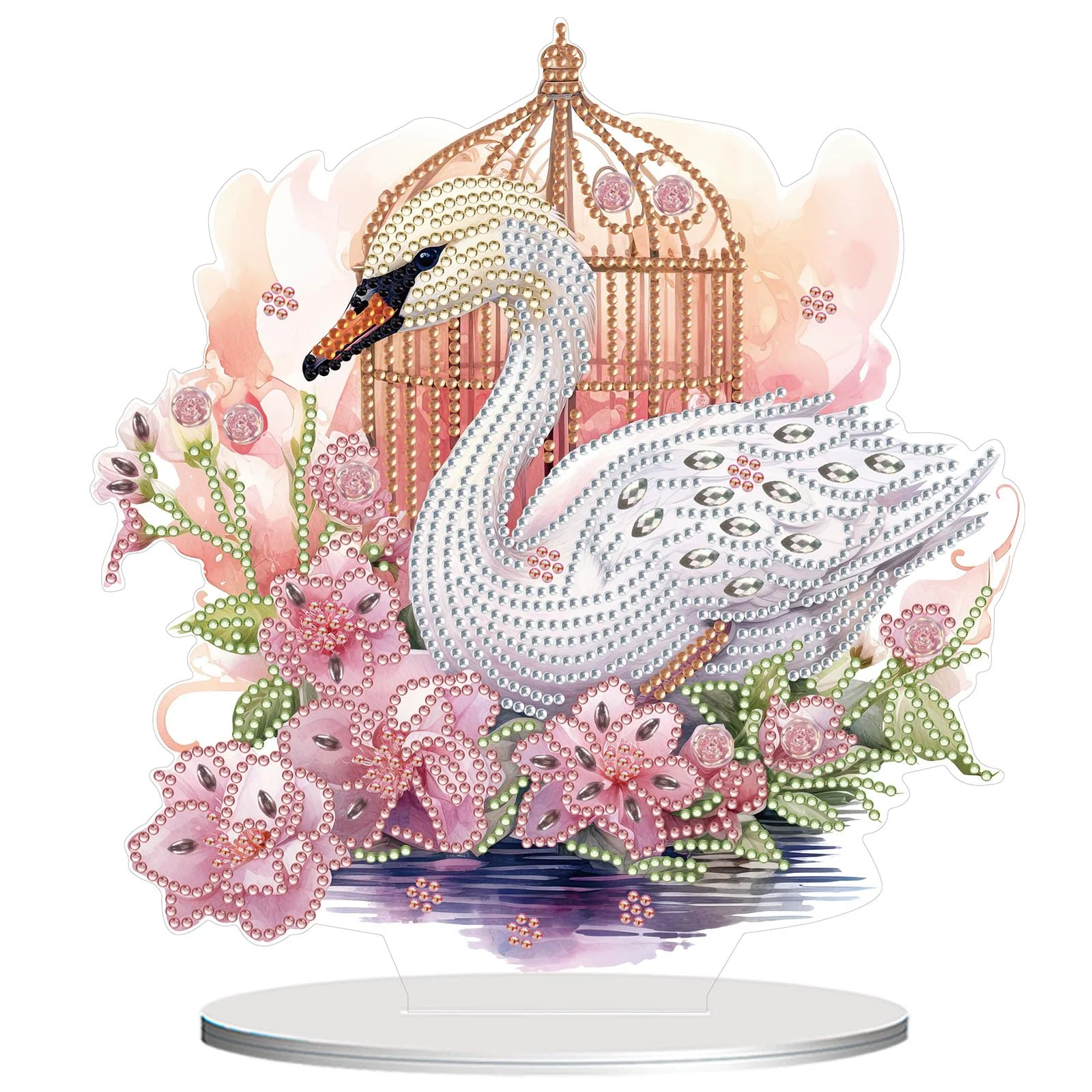 CAYUDEN Diamond Painting Tischdeko, DIY Diamond Painting Erwachsene 5D Schwan Diamant Malerei Stehend Kunst Set Diamant Painting Tisch Deko Diamant Malerei Ornamente für Dekoration, Geschenk