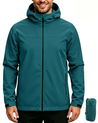 ACCNUO Regenjacke Herren Wasserdicht Atmungsaktiv Regenanzug Freizeitjacke Kapuze Regenjacke Geeignet für Wandern Bergsteigen Angeln und Jagen